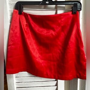 AGIT Sleek Orange Satin Mini Skirt S/M